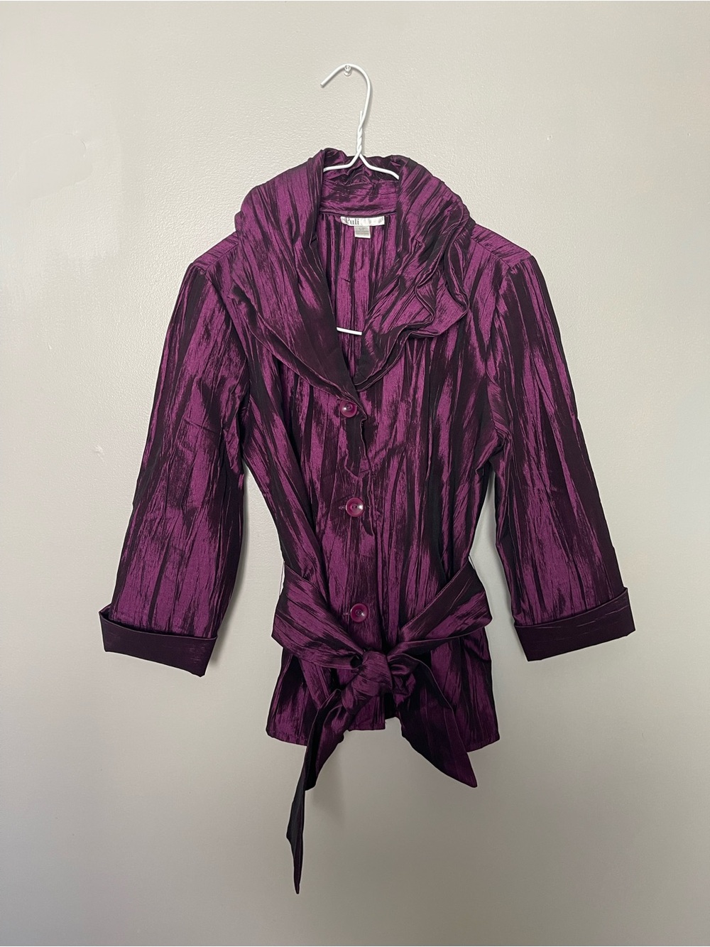 Puli Purple Shimmery Tie-Belt Top